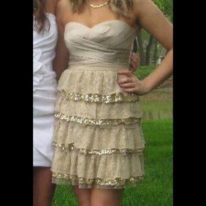 BCBG Gold Formal Mini Dress