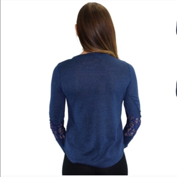 Relished Jacinthe Navy  Lace Sleeve Top - Picture 2 of 4