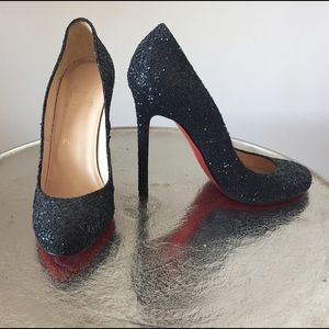 Christian Louboutin black glitter Fifi 120mm pumps