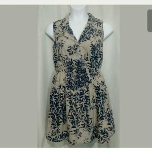 📌SOld!! DKNYCollared Summer Dress Beige & Blue L