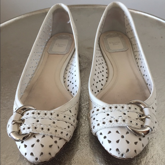 Christian Dior white flats