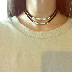 Double black suede choker