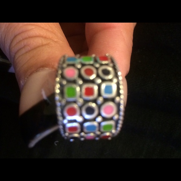 Multi color sterling silver ring