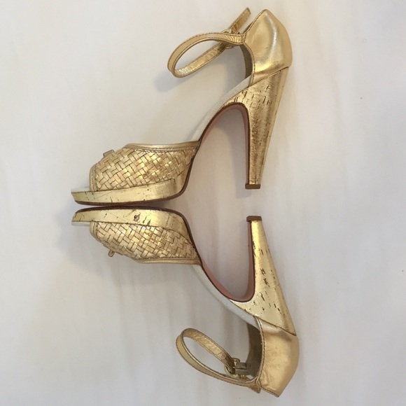 Coach Gold Sandals with Ankle Strap - Picture 2 of 4