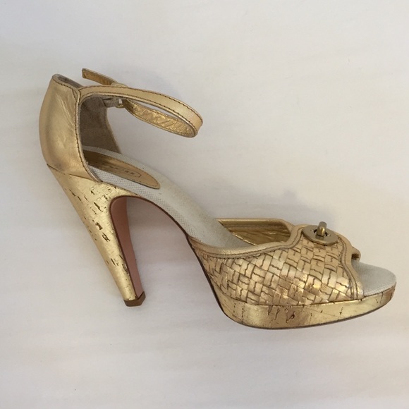 Coach Gold Sandals with Ankle Strap - Picture 3 of 4