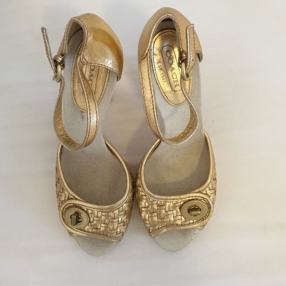 Coach Gold Sandals with Ankle Strap - Picture 4 of 4