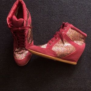 Pink sparkle Wedge sneakers