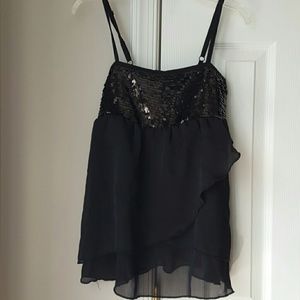 Sequin flowly black camisole top