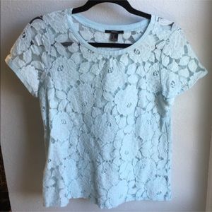 Blue rose lace top