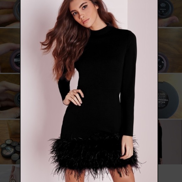 Missguided high neck feather dress size 2