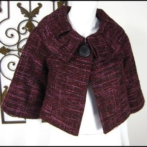 Arden B Cropped One Button Burgundy Jacket.