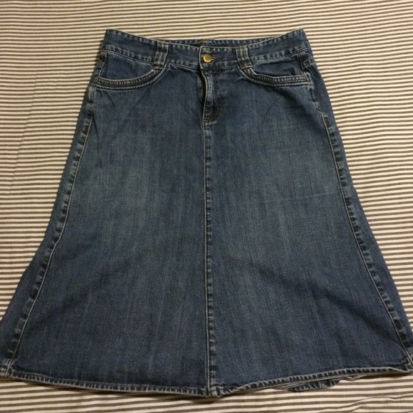 Calvin Klein Below the Knee Jean Skirt