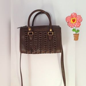 Brown Mini Woven Leather Bag
