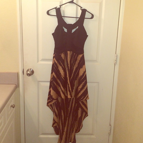 Reverse cut out high-low dress