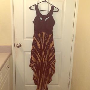 Reverse cut out high-low dress