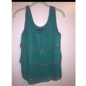 Blue Ruffled forever 21 tank top