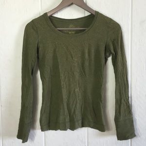 Plain green long sleeve, no damage.