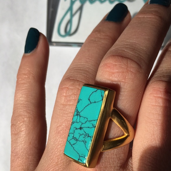 💥SOLD💥Julie Vos Turquoise Rectangle Ring - Picture 2 of 3