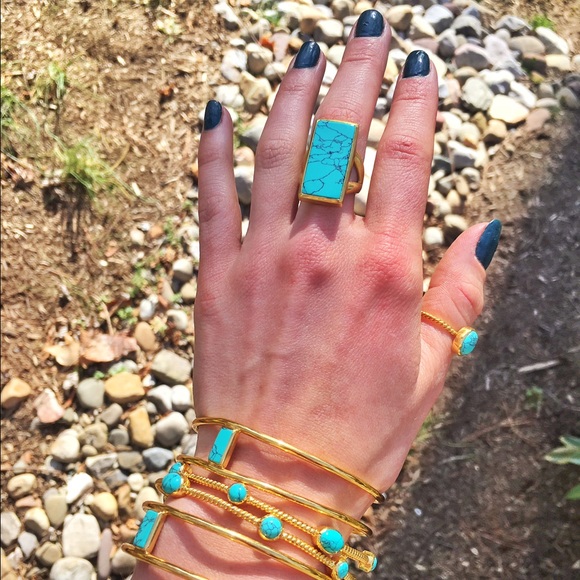 💥SOLD💥Julie Vos Turquoise Rectangle Ring - Picture 3 of 3