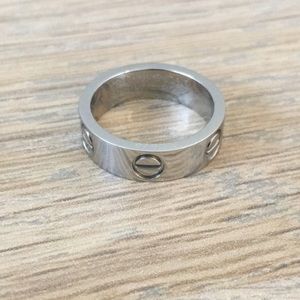 Silver love ring band