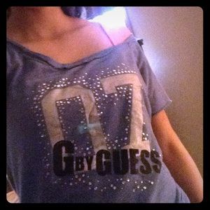 Blue off the shoulder shirt