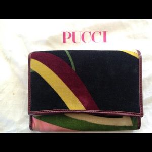 Emilio Pucci velour wallet with leather trim