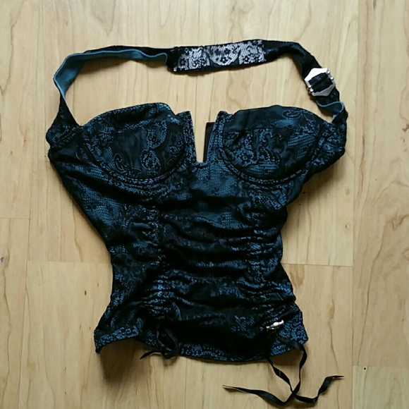 Black and blue lacey corset