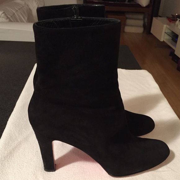 Christian Louboubtin black suede boots. Miss Tacky