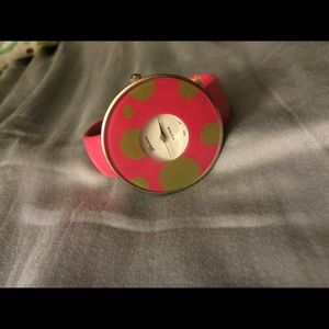 Pink and green watch