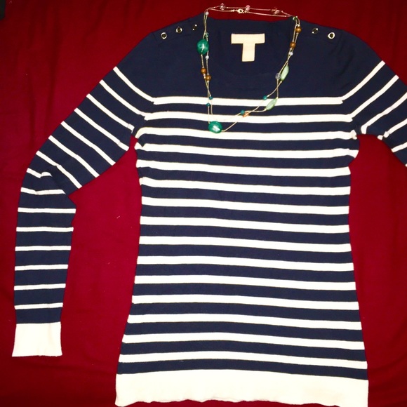 Blue and White Striped Banana Republic Sweater