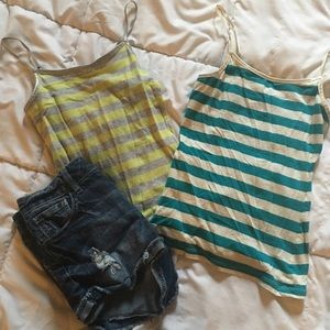 Blue & Green Striped Cami Bundle