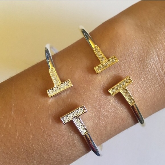 T Line Stainless Plated Cuff