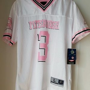 Pink and white Pitt Panthers jersey