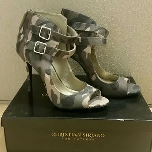 Christian Siriano camo print heels -never worn