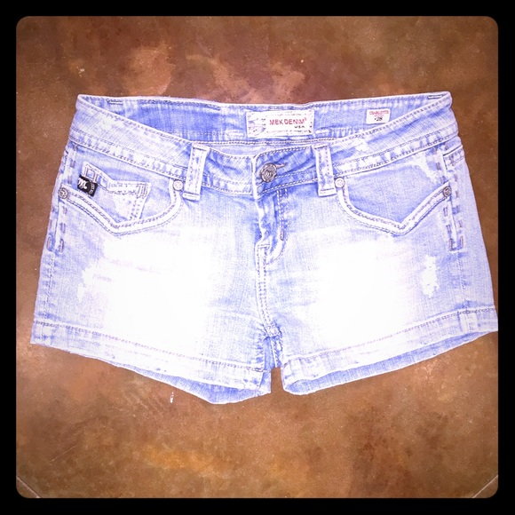 MEK size 28 distressed denim shorts