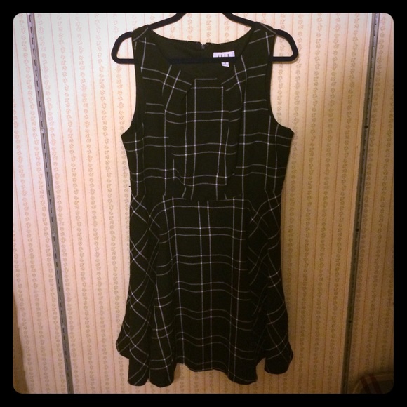 Black Plaid Flare Dress