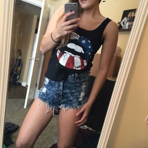 Red White Blue Lips Tank