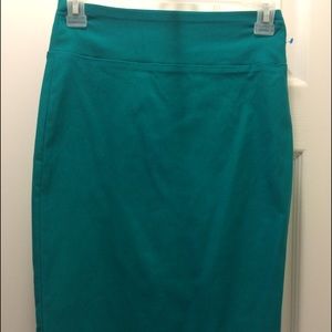 Green knee length skirt