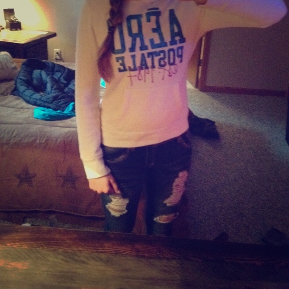 Blue and white hoodie
