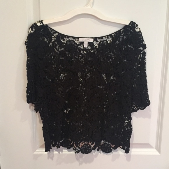 Black crochet cover up crop top