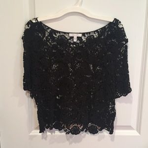 Black crochet cover up crop top