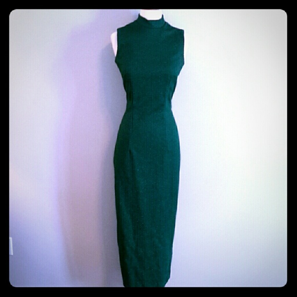 Vntg? Metallic green ankle dress