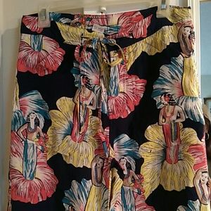 Vintage Hawaiian print summer crop pants