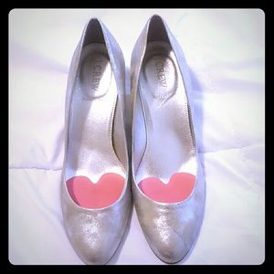J crew silver heels