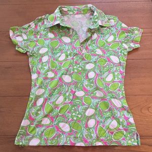 Lilly Pulitzer lime polo small pink green