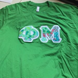 Green PHI MU letter shirt with LILLY PULITZER