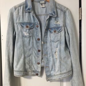 H&M Lightwash Destructed Denim Jacket