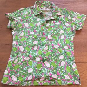 Euc Lilly Pulitzer polo limes pink green large
