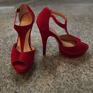 Red Suede Pumps size 7