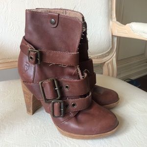 Brown leather boots